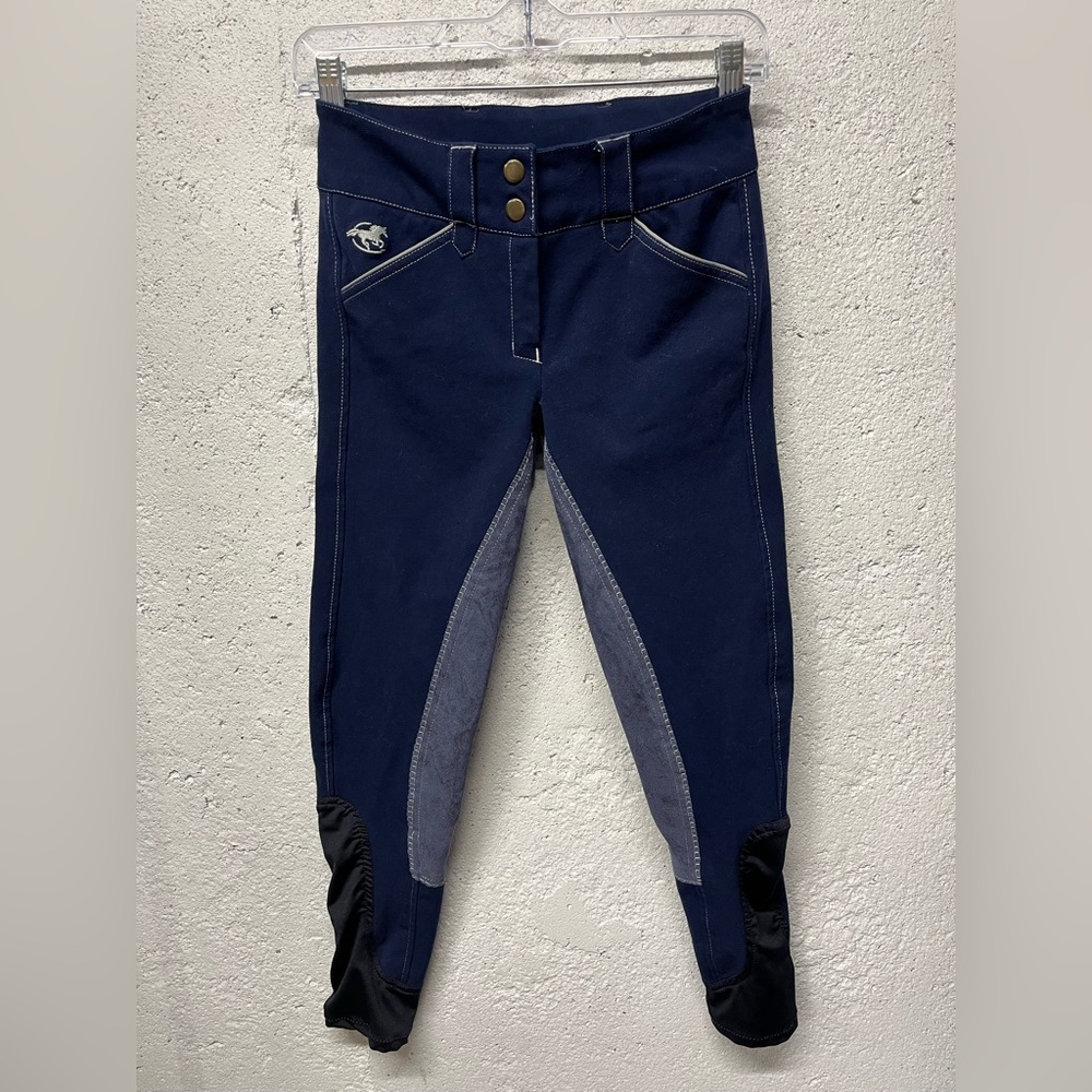 Piper SmartPak‎ Low Rise Patch Breeches Navy Blue Dove Gray Womens 22R